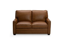 dorn caramel hps   g wood leg leathermatch sofa   