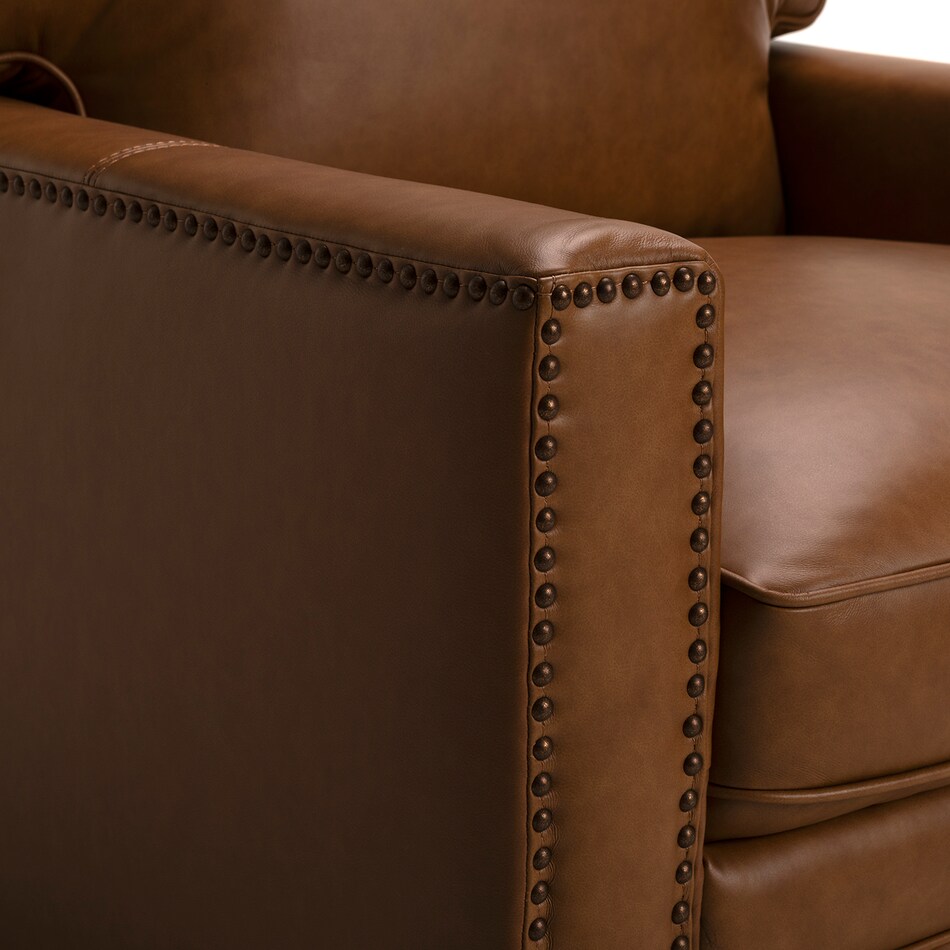 dorn caramel hps   g wood leg leathermatch sofa   