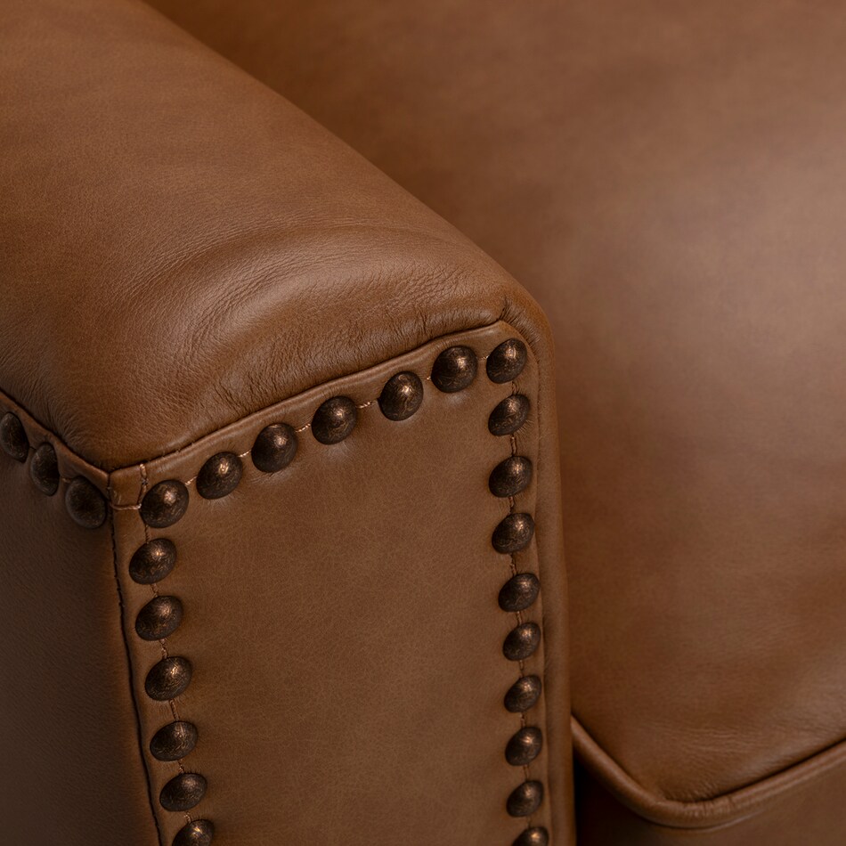 dorn caramel hps   g wood leg leathermatch sofa   
