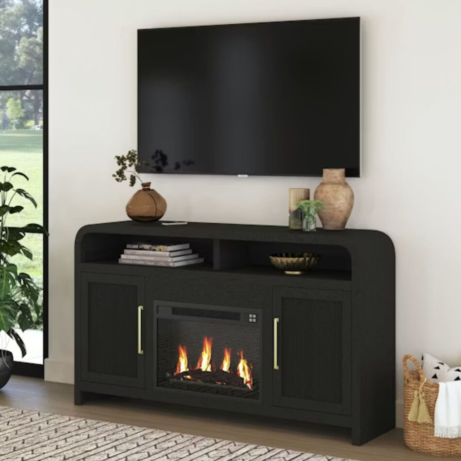 e black fireplace mantel console   