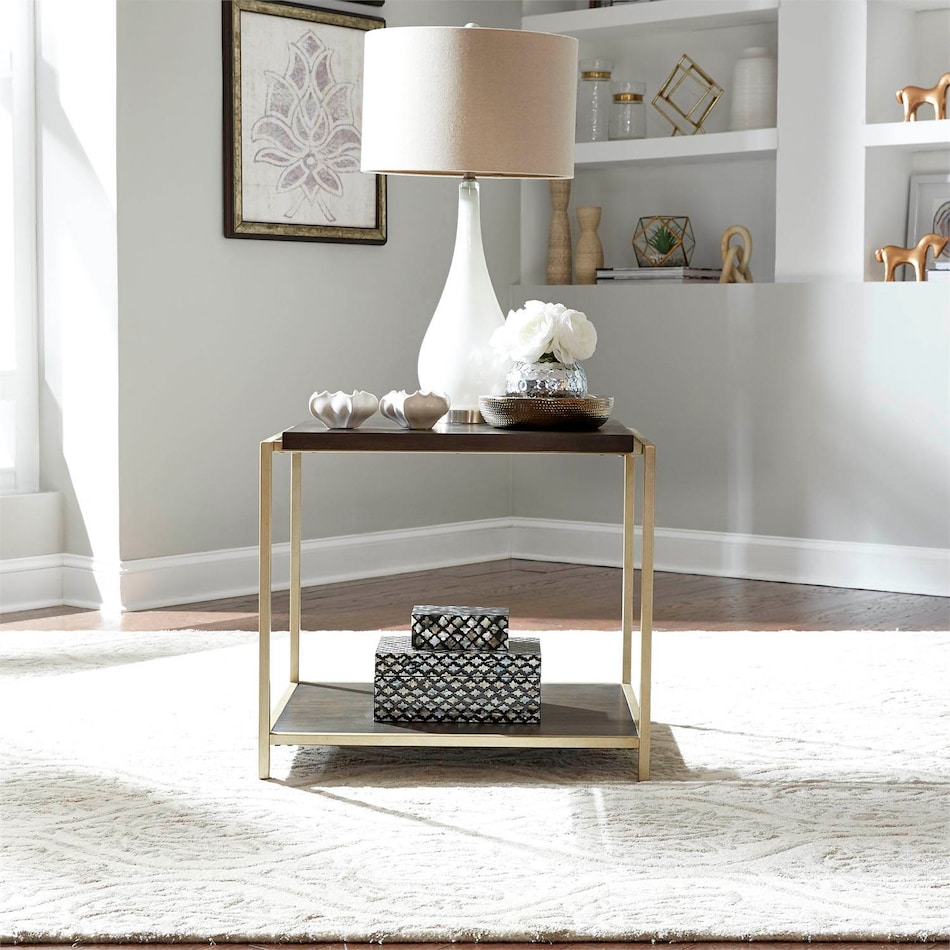 espresso finish with brass wash contemporary tables   
