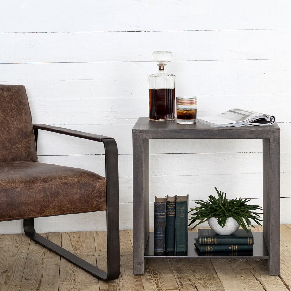 f gunmetal end table   