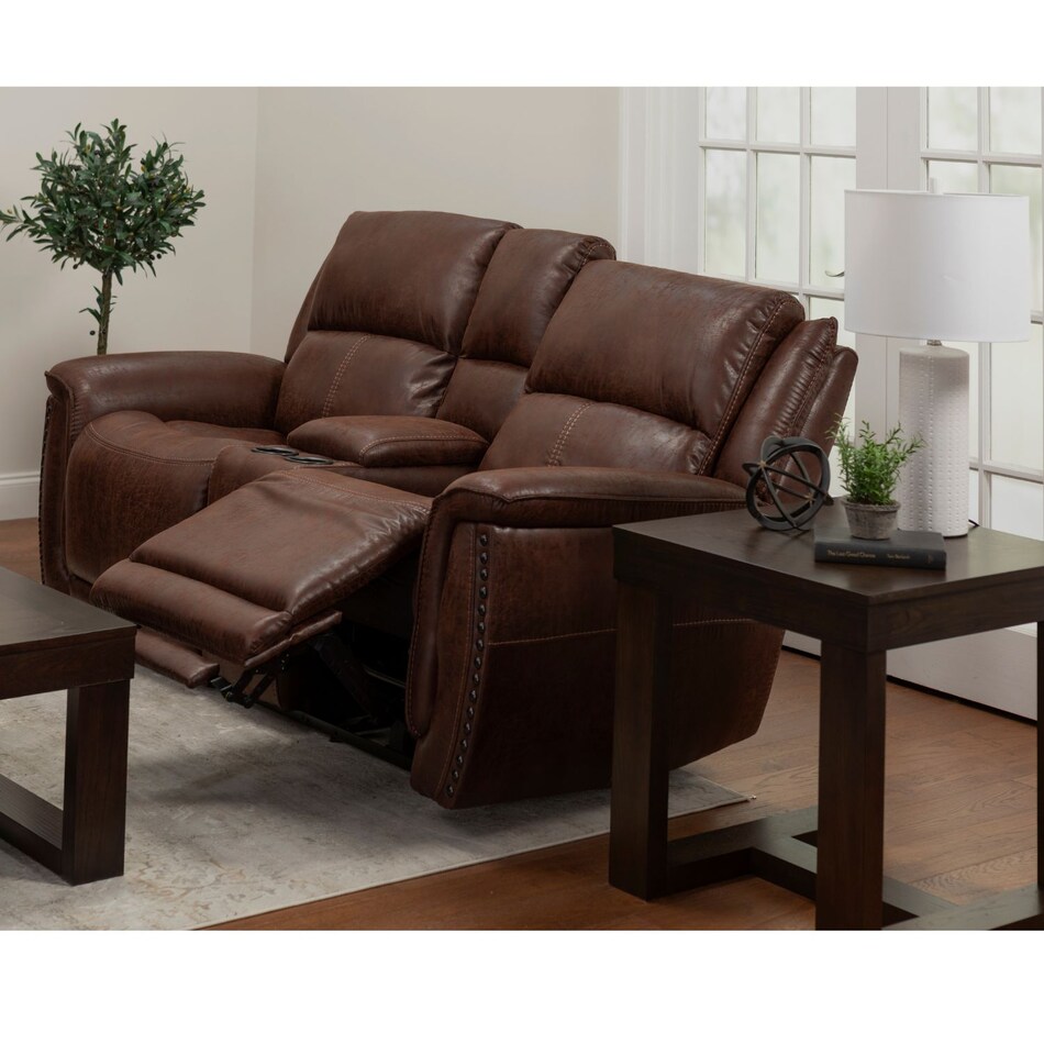f dark brown fabric loveseat   