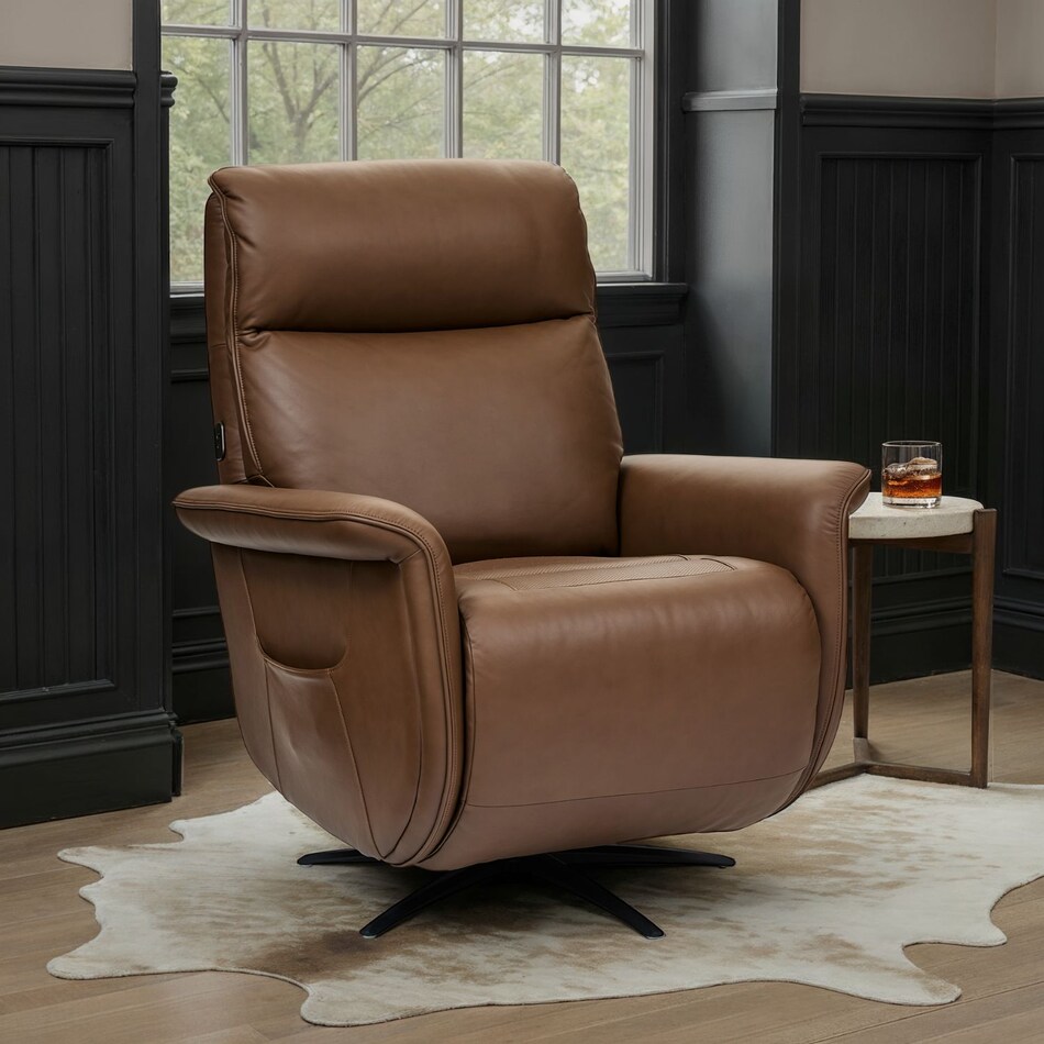 f brown fabric recliner   
