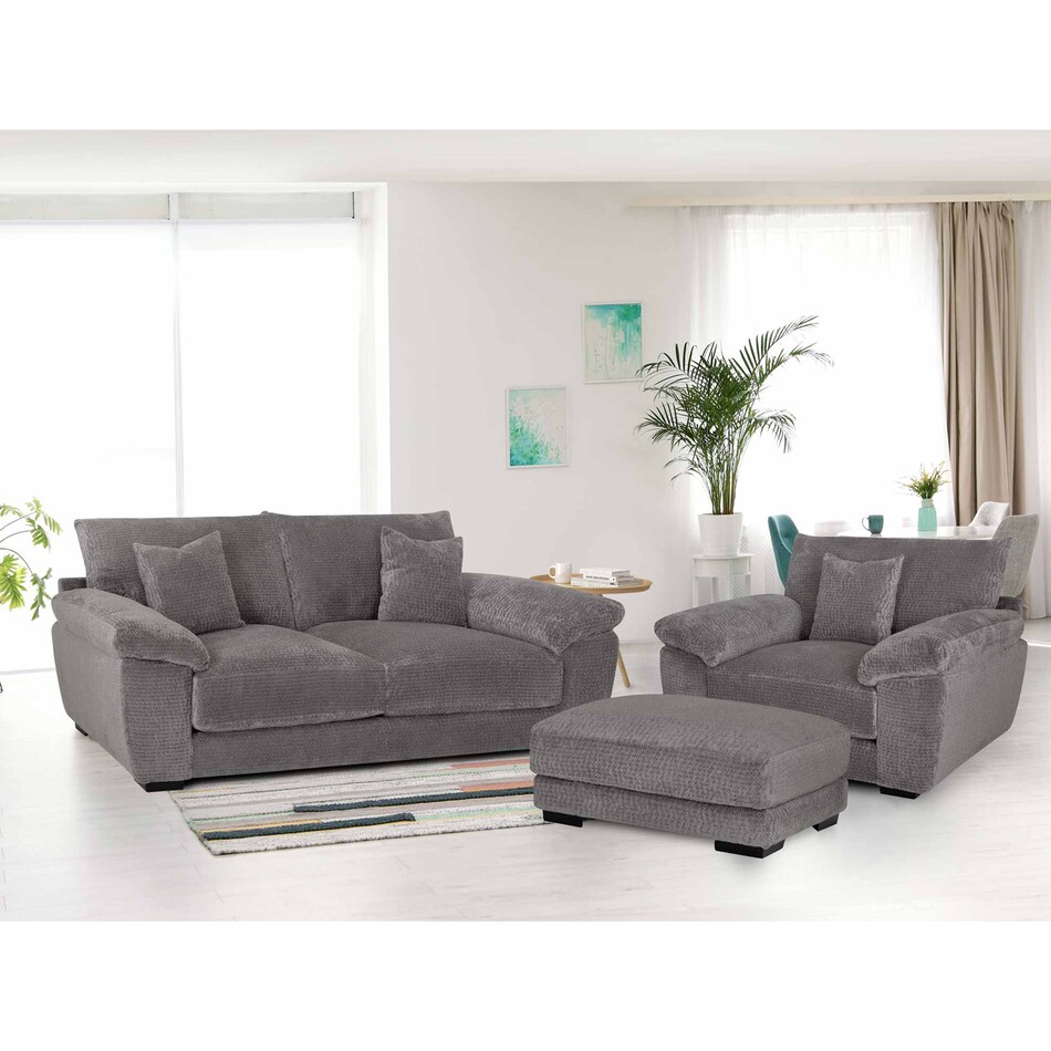 f gray fabric ottoman   