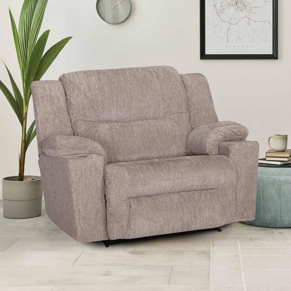 f beige fabric recliner   