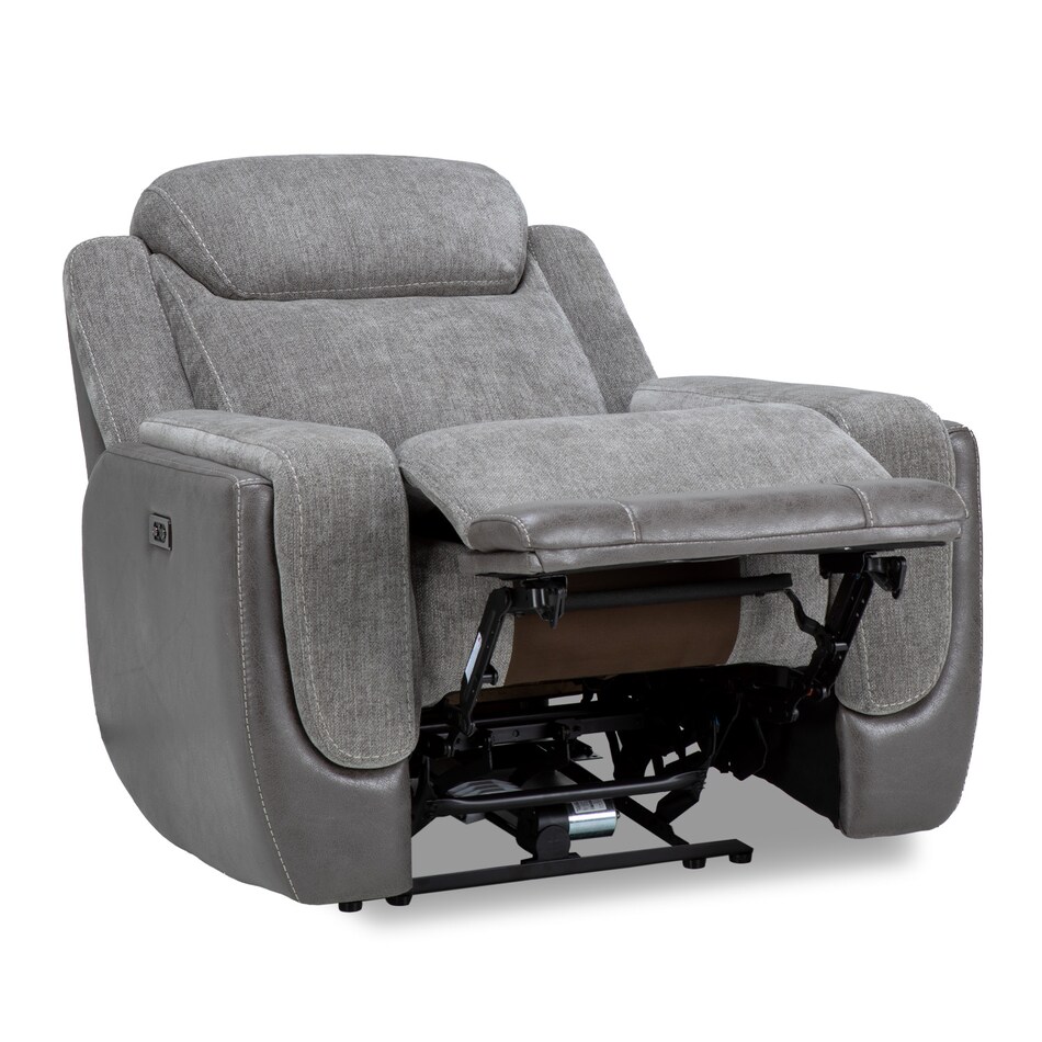 gray casual transitional recl sofa   