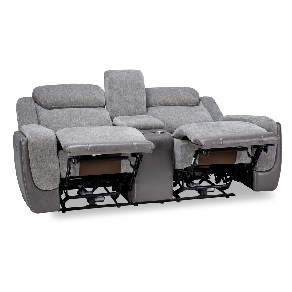 gray casual transitional recl sofa   