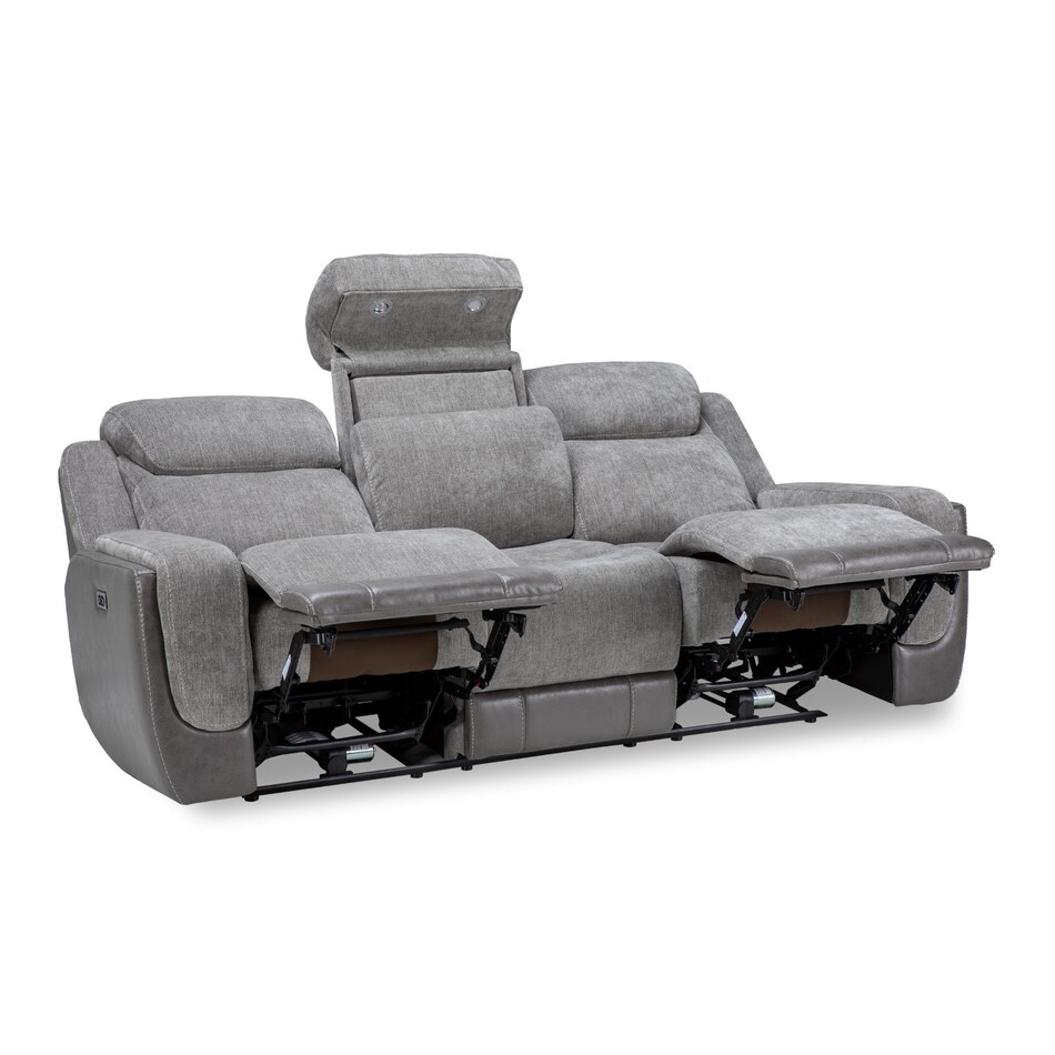 gray casual transitional recl sofa   
