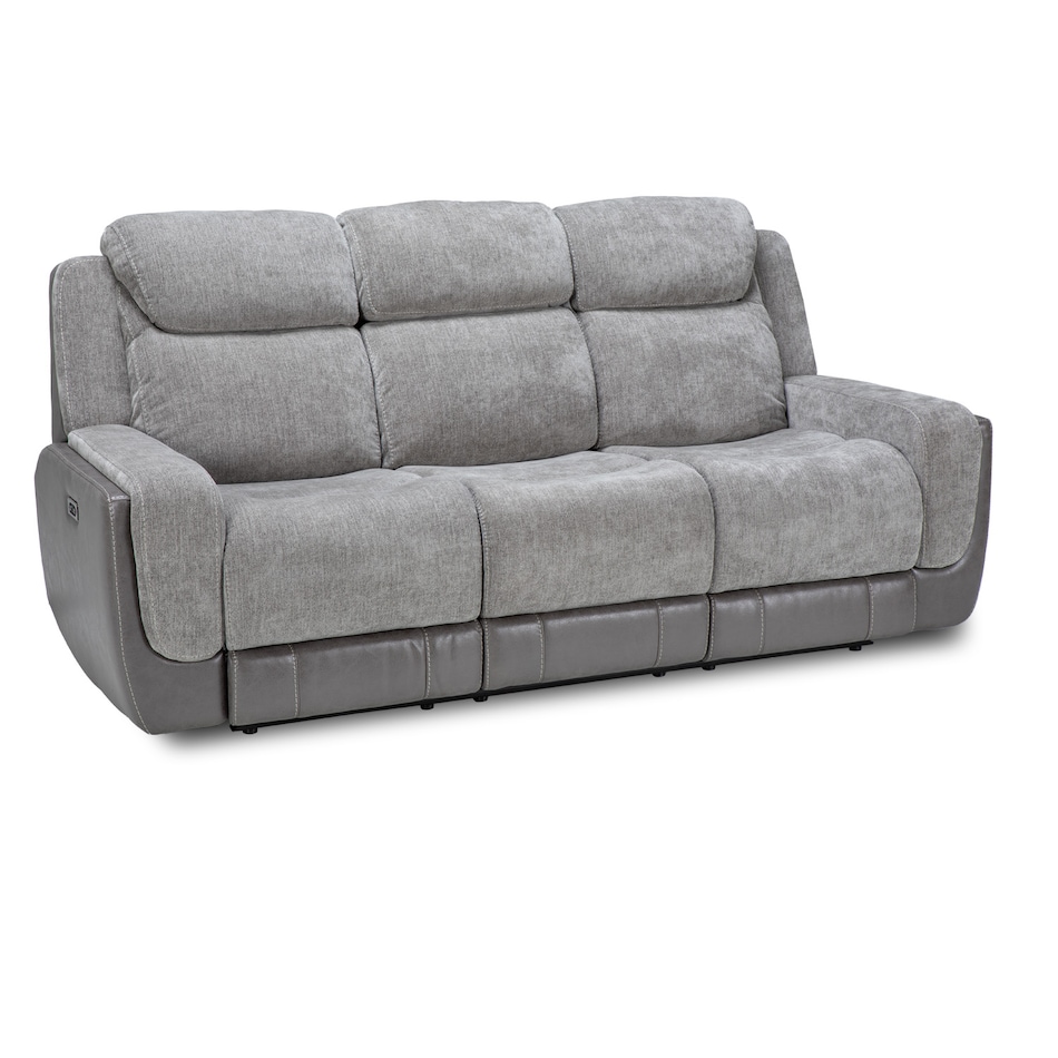 gray casual transitional recl sofa   