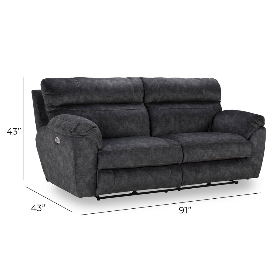 gray casual transitional recl sofa   