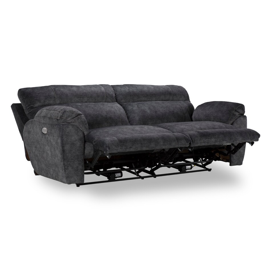 gray casual transitional recl sofa   