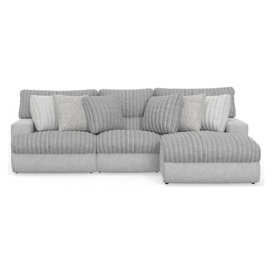 gray sectional w recliner cpc  