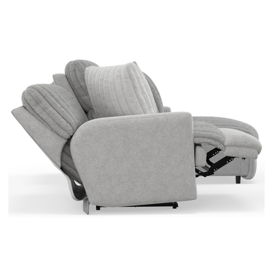 gray sectional w recliner cpc  