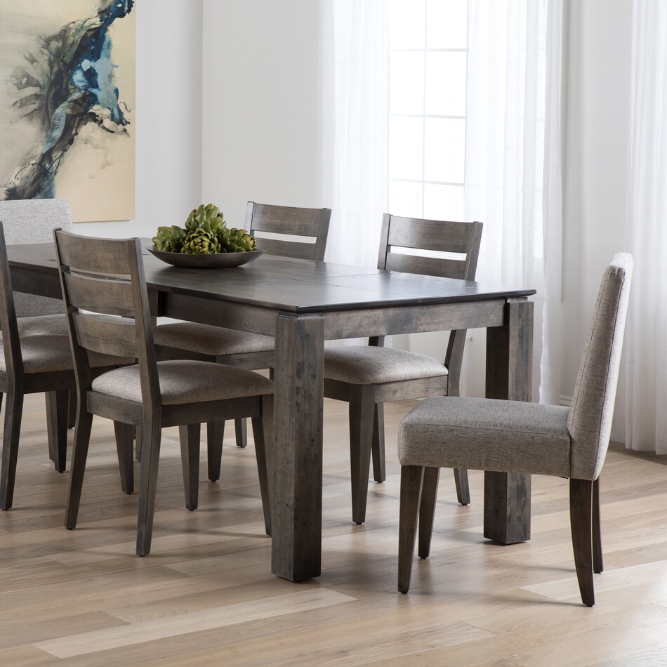 gray solid wood dining   