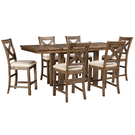 Mayfair Brown 7-Pc. Counter Height Dining Set