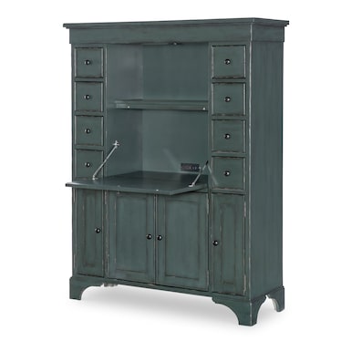 Vintage Green Secretary Cabinet
