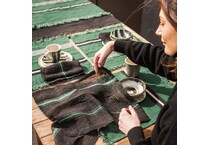 green table linens towels   