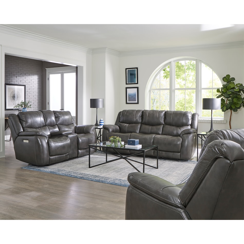 h gray leather loveseat   