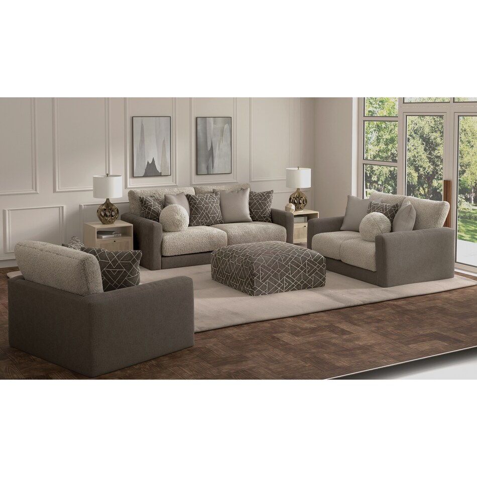 j gray fabric ottoman   