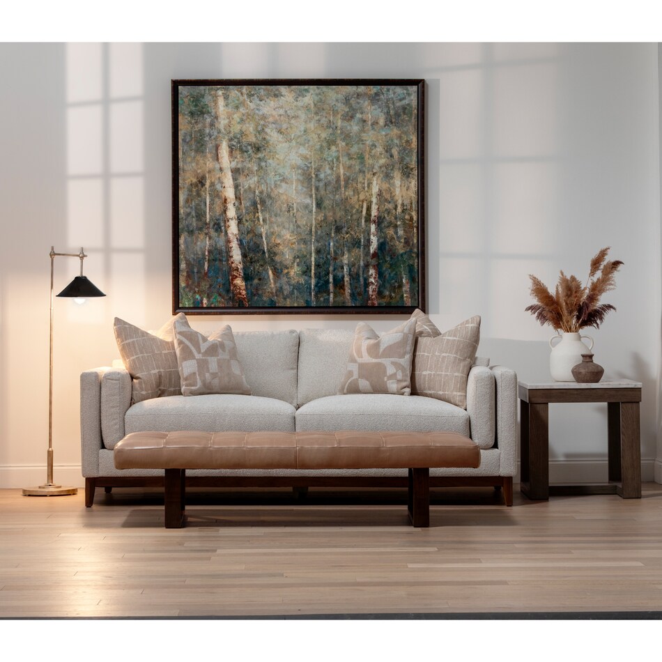 jb brown leather ottoman   