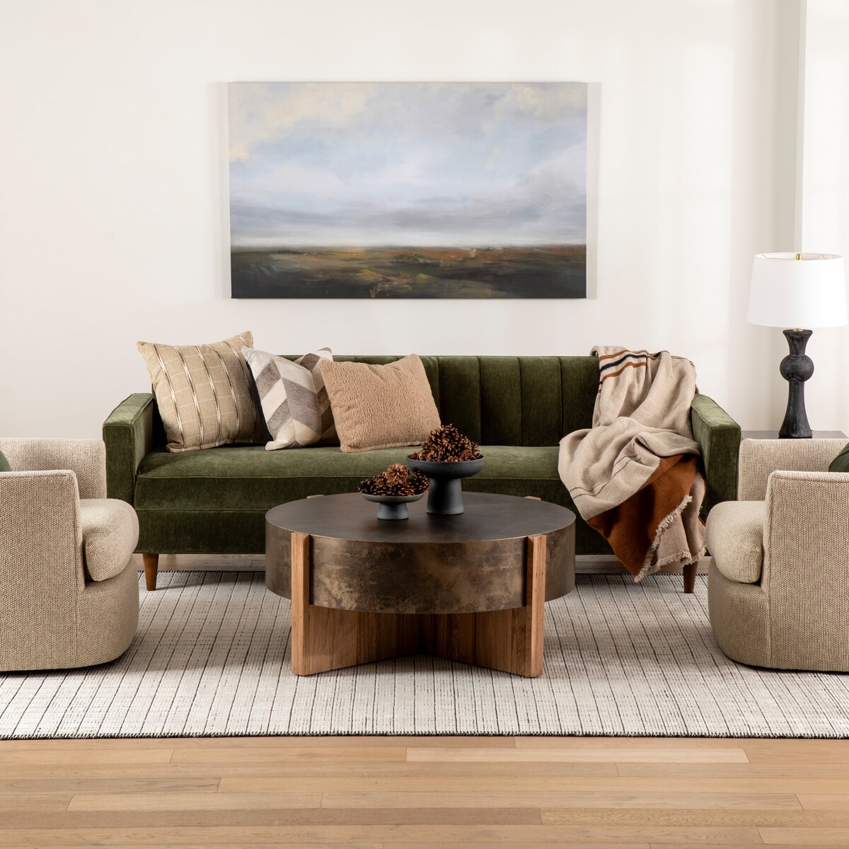 j green fabric sofa
