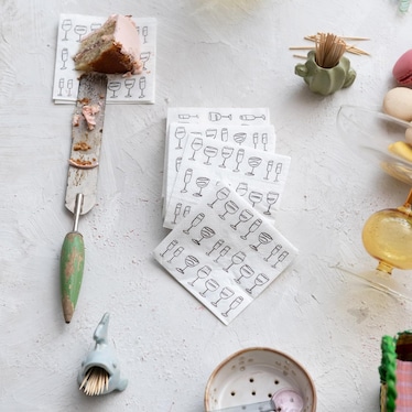 Cocktail Napkins w/ Wine Art