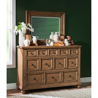 Vintage 8 Drawer Brown Dresser