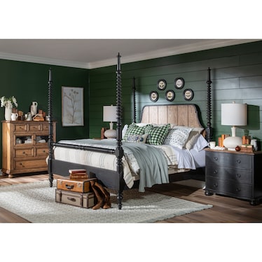 Vintage 3 Drawer Black Accent Chest