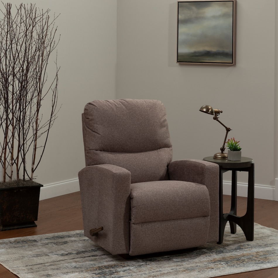 l brown fabric recliner   