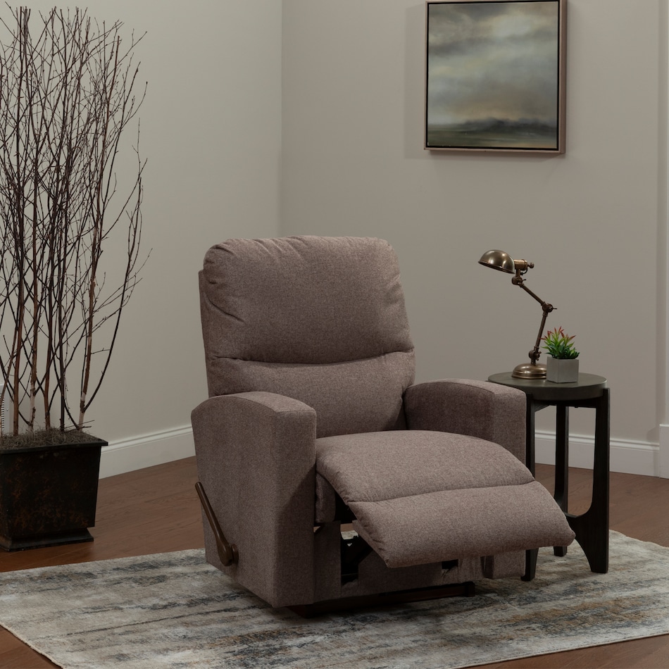 l brown fabric recliner   