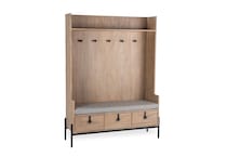 light brown hall tree seats   