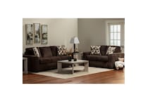 p brown fabric loveseat   