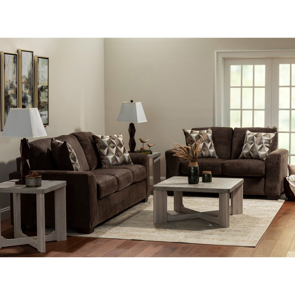 p brown fabric loveseat   