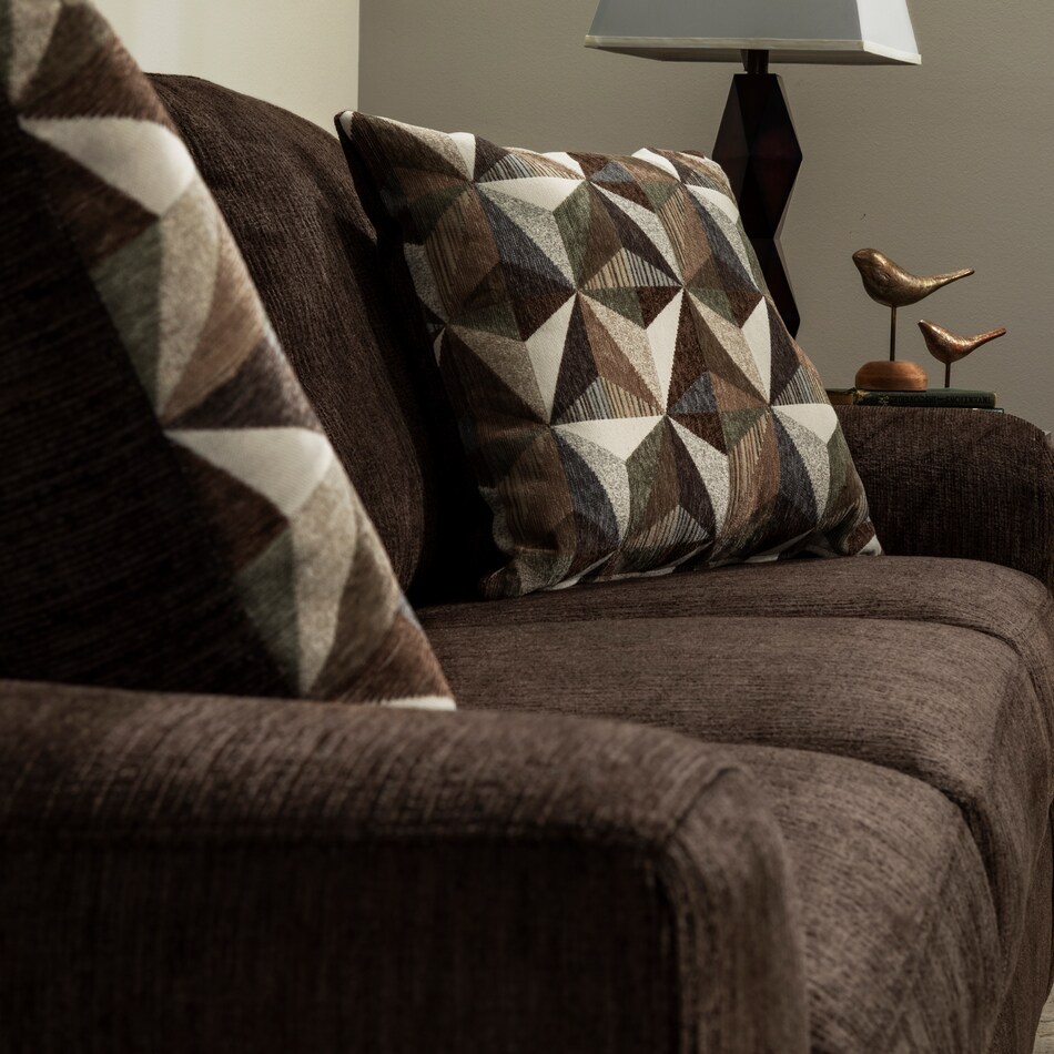 p brown fabric loveseat   