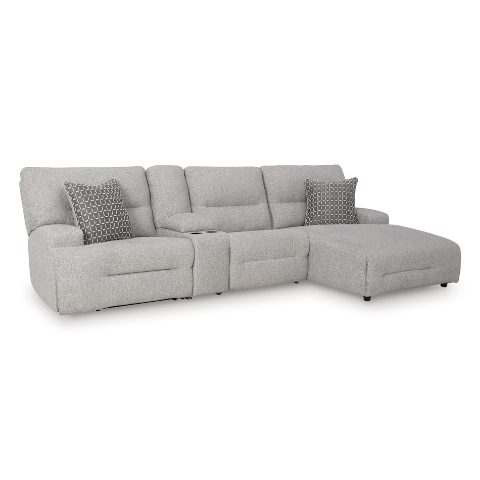 pewter sectional w recliner apc  
