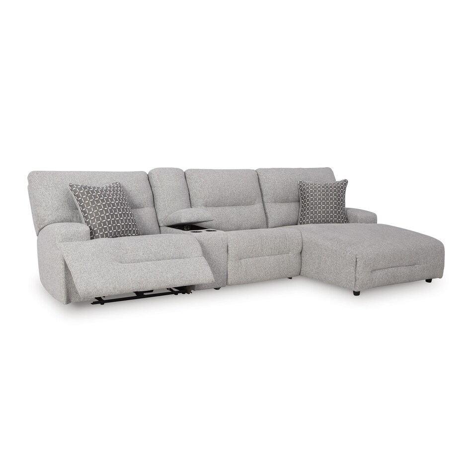 pewter sectional w recliner apc  