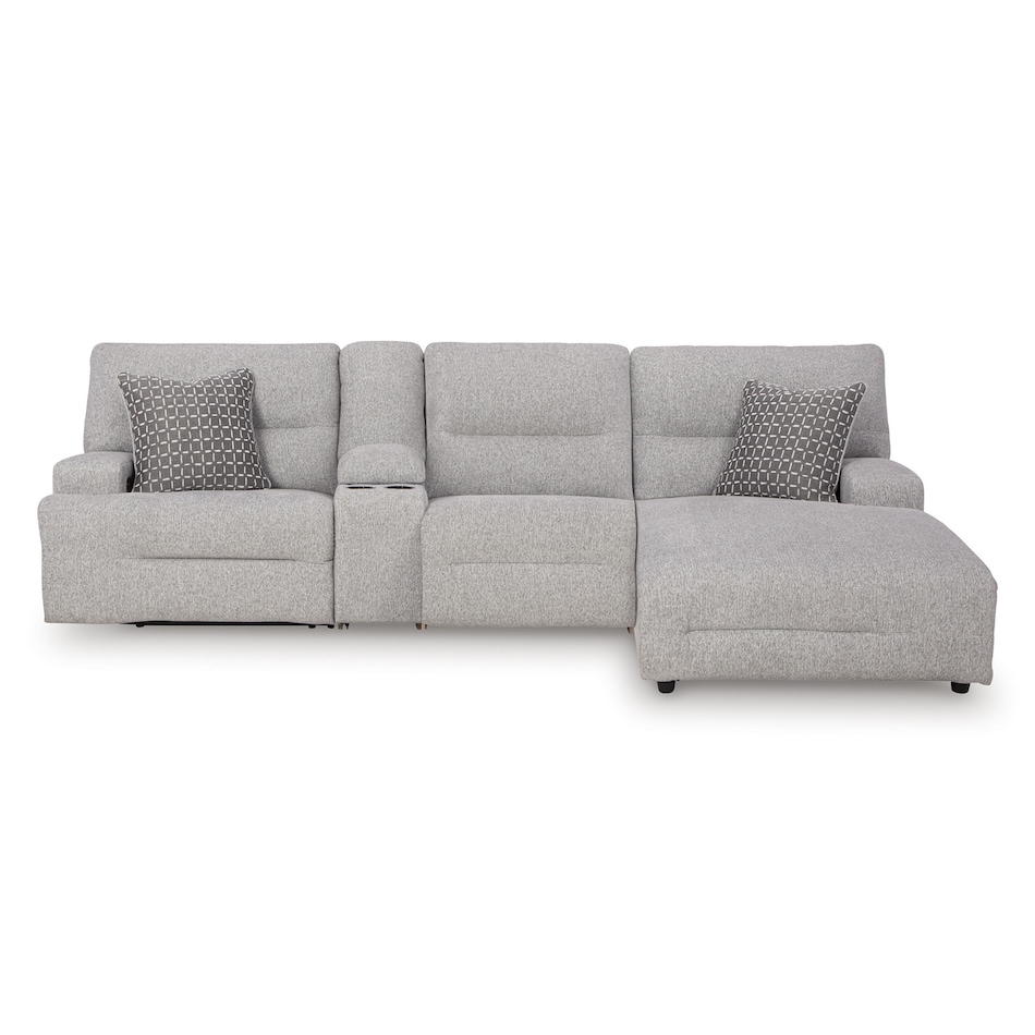 pewter sectional w recliner apc  