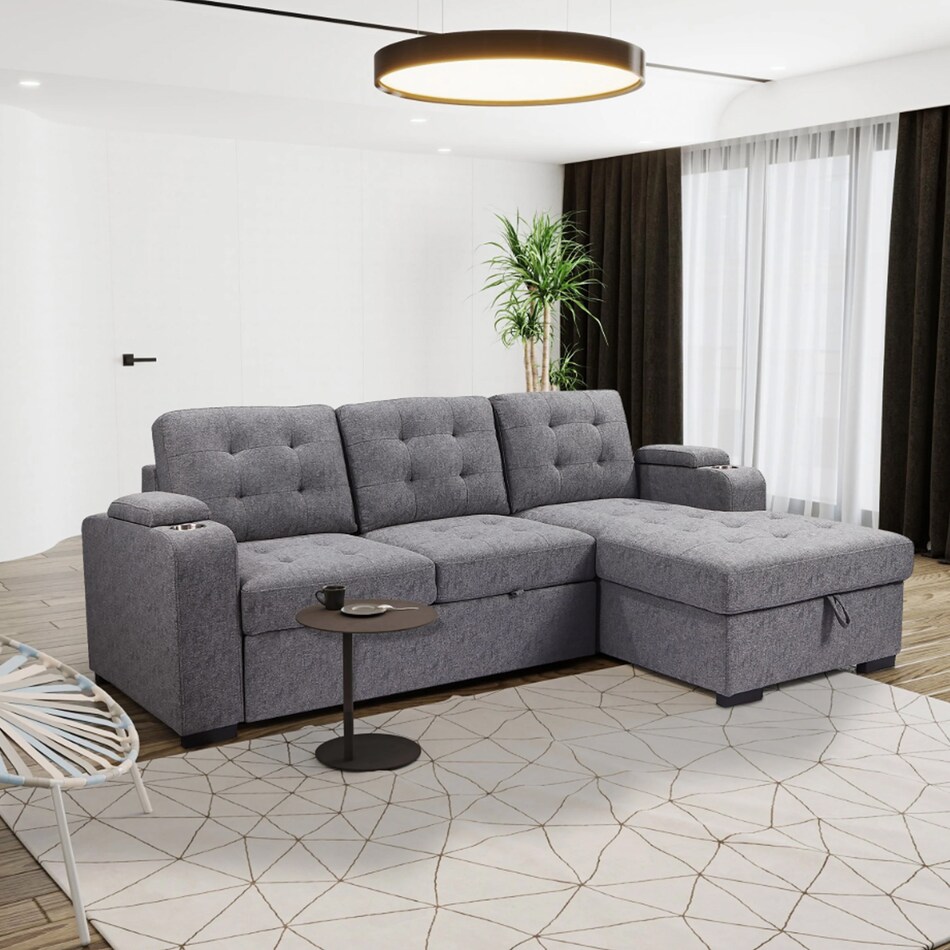 pgi gray fabric queen sleeper papc  