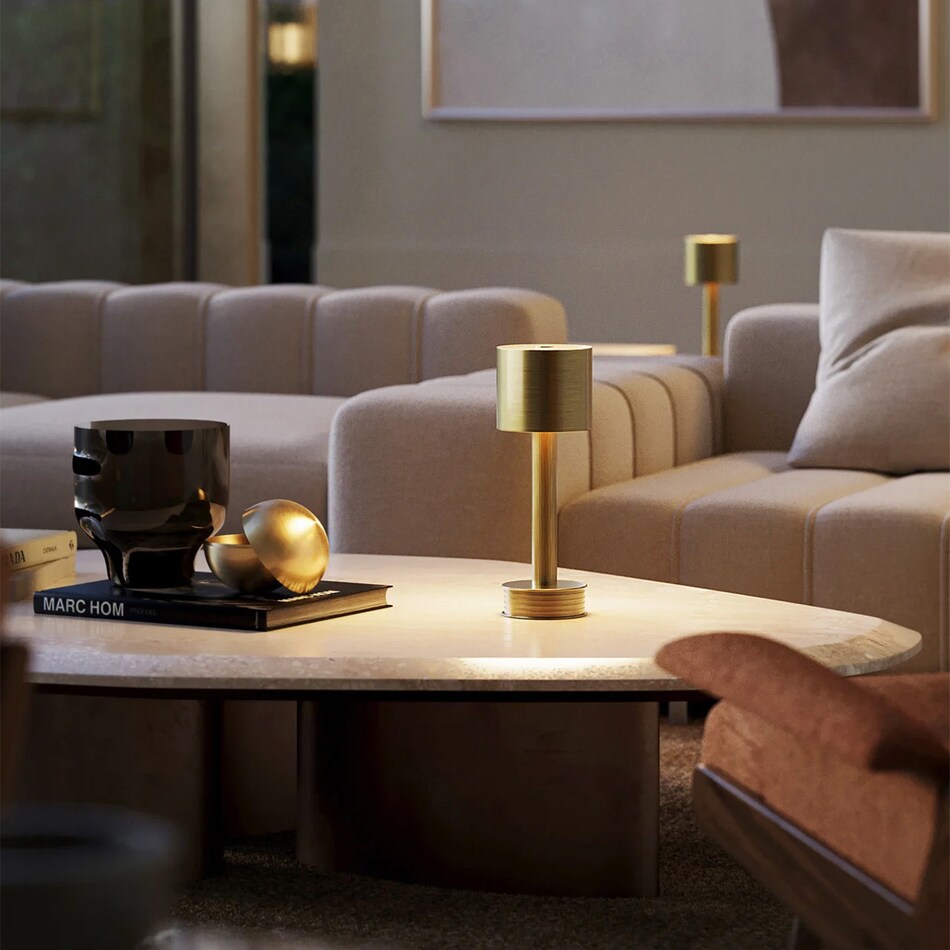 polished brass table lamp   