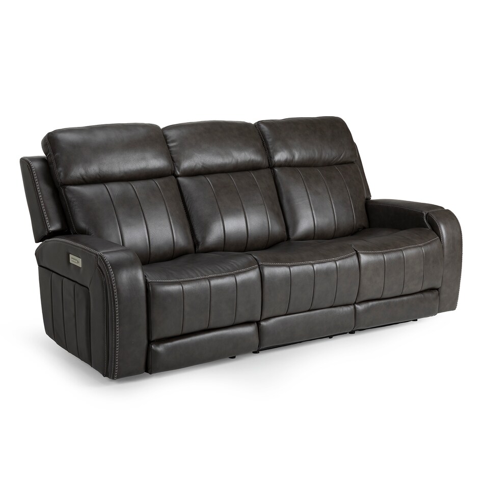 rainier steel casual transitional recl sofa   