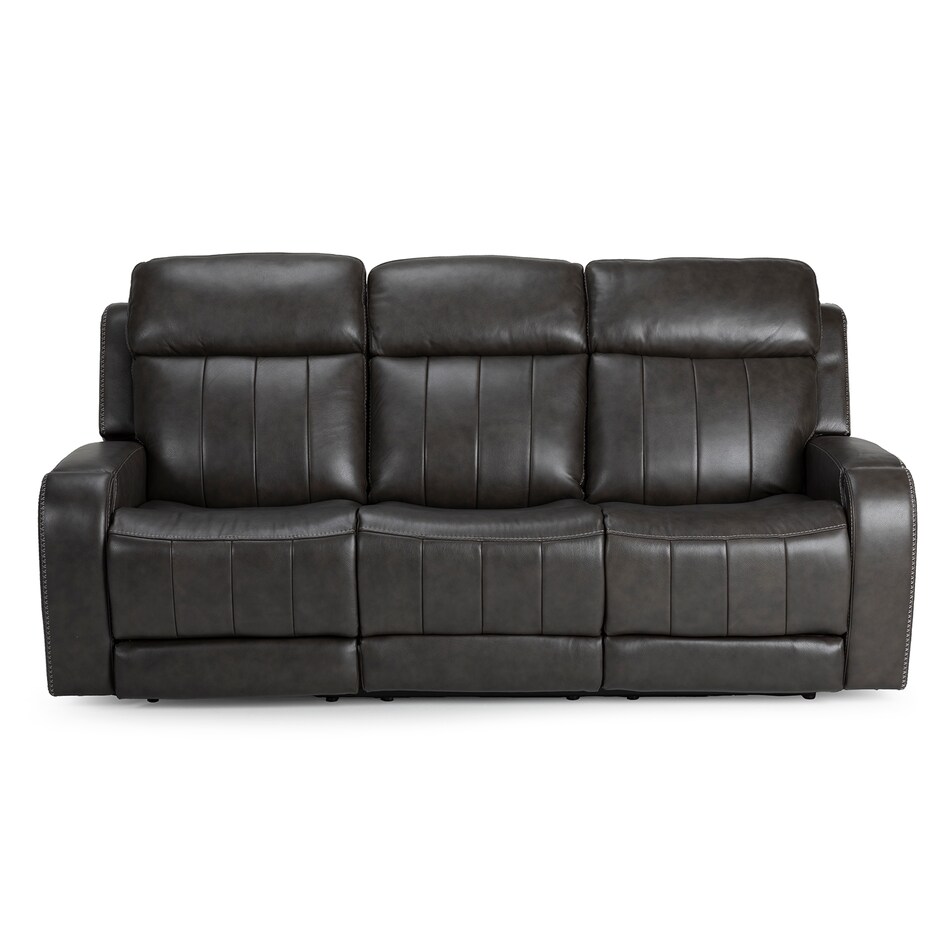 rainier steel casual transitional recl sofa   