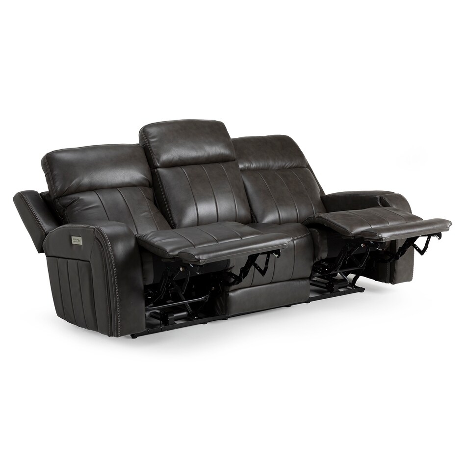 rainier steel casual transitional recl sofa   