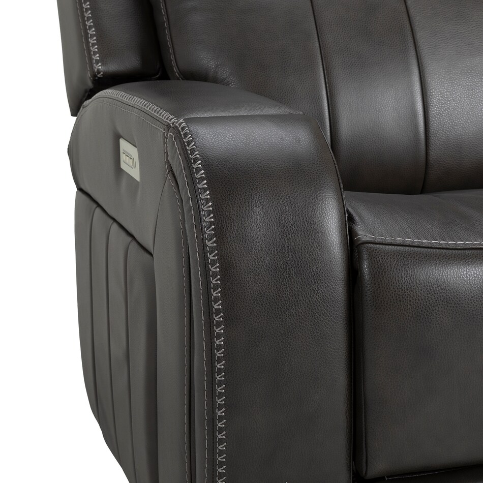 rainier steel casual transitional recl sofa   