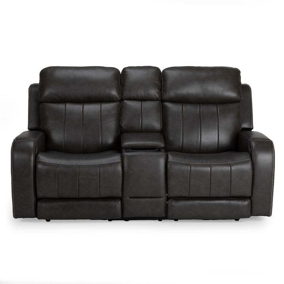 rainier steel casual transitional recl sofa   