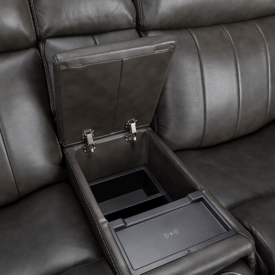 rainier steel casual transitional recl sofa   