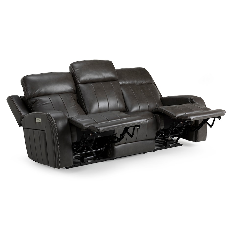 rainier steel casual transitional recl sofa   