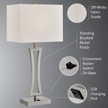 S/2 Metal Table Lamps w/USB