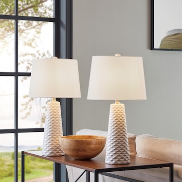 S/2 White Ceramic Table Lamps