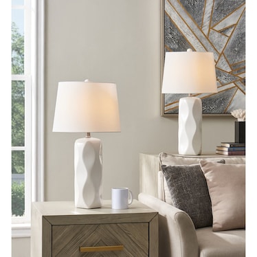 S/2 White Table Lamps